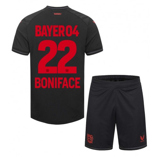 Fotbalové Dres Bayer Leverkusen Victor Boniface #22 Dětské Domácí 2023-24 Krátký Rukáv (+ trenýrky)